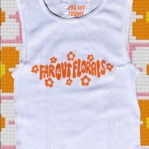 far out florals orange crop tanktop